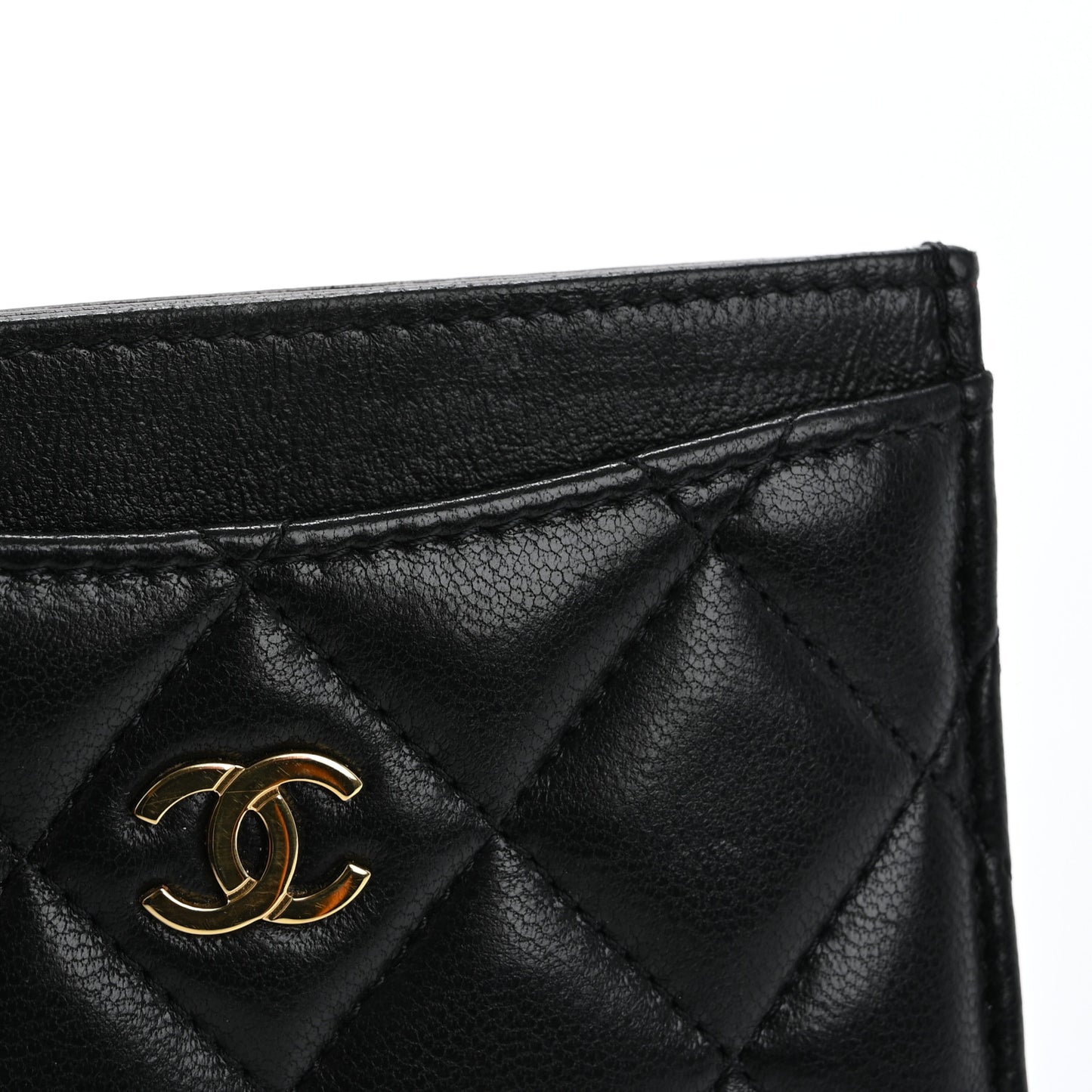 Lambskin Quilted Card Holder Black