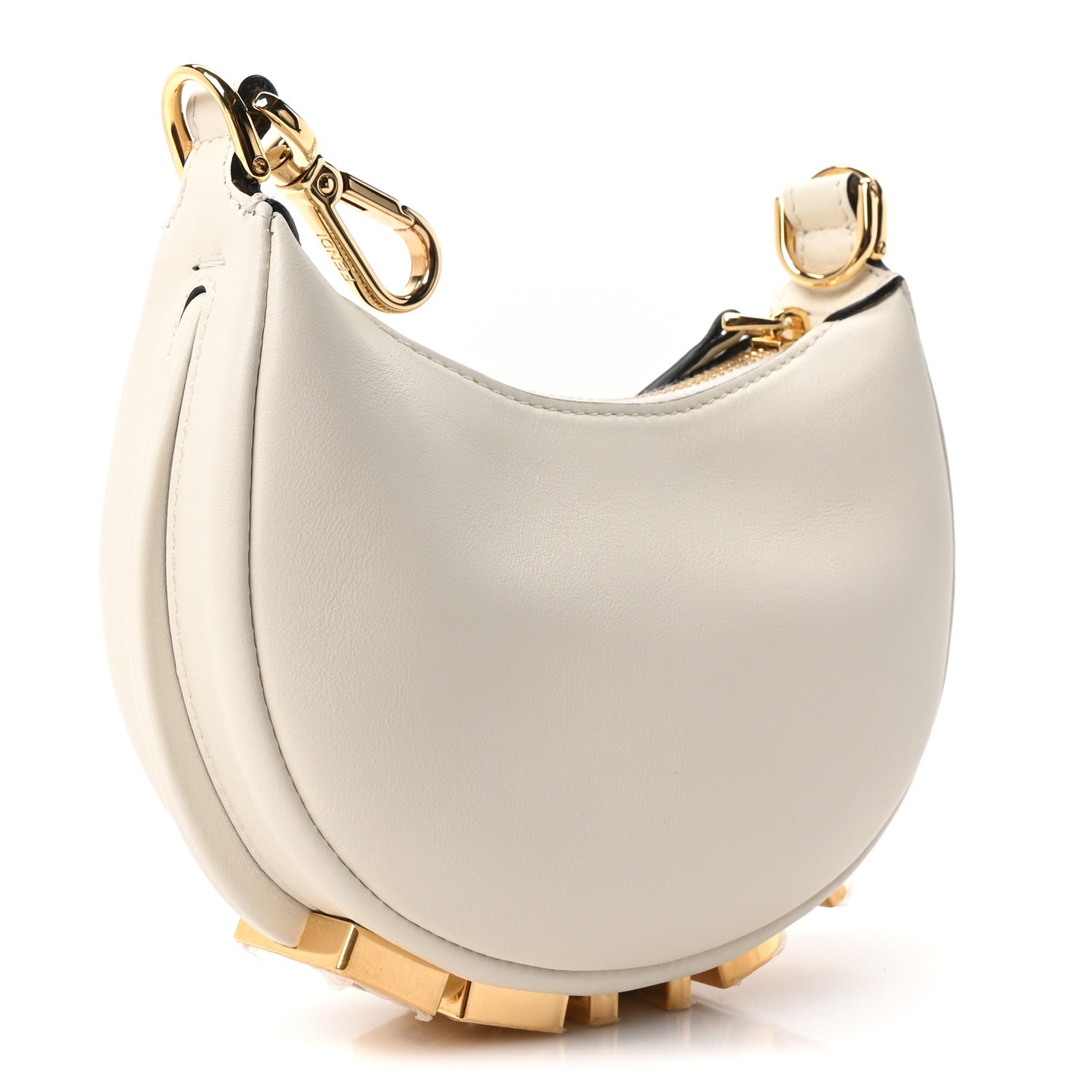 Fendi Vitello Grace Matte Nano Fendigraphy Hobo Charm White Ice 3 of 11