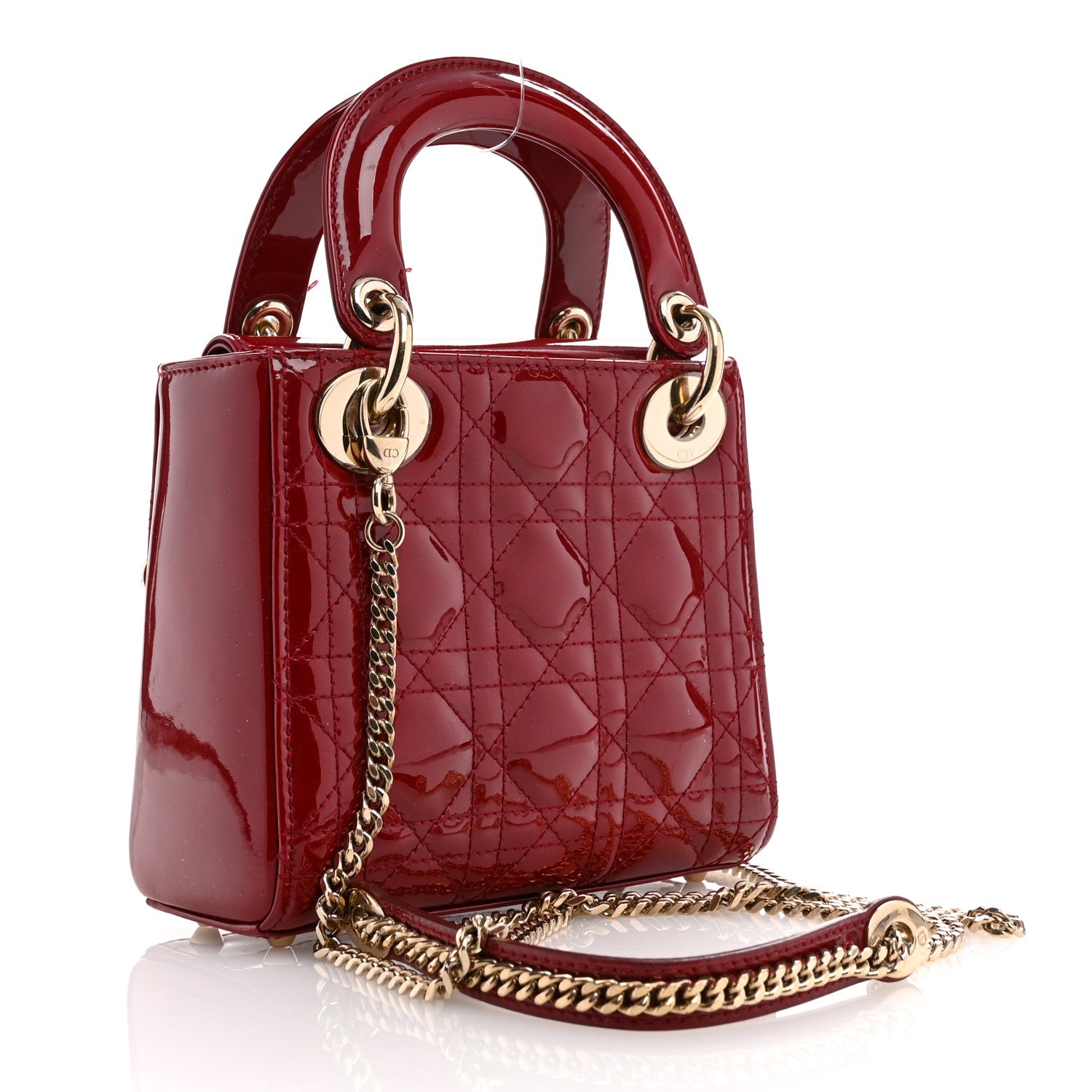 Christian Dior Patent Cannage Mini Lady Dior Red 3 of 13