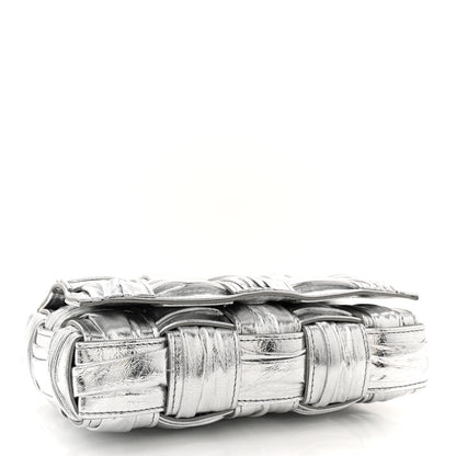 Bottega Veneta Metallic Calfskin Intreccio Plisse Small Cassette Crossbody Bag Silver 4 of 9