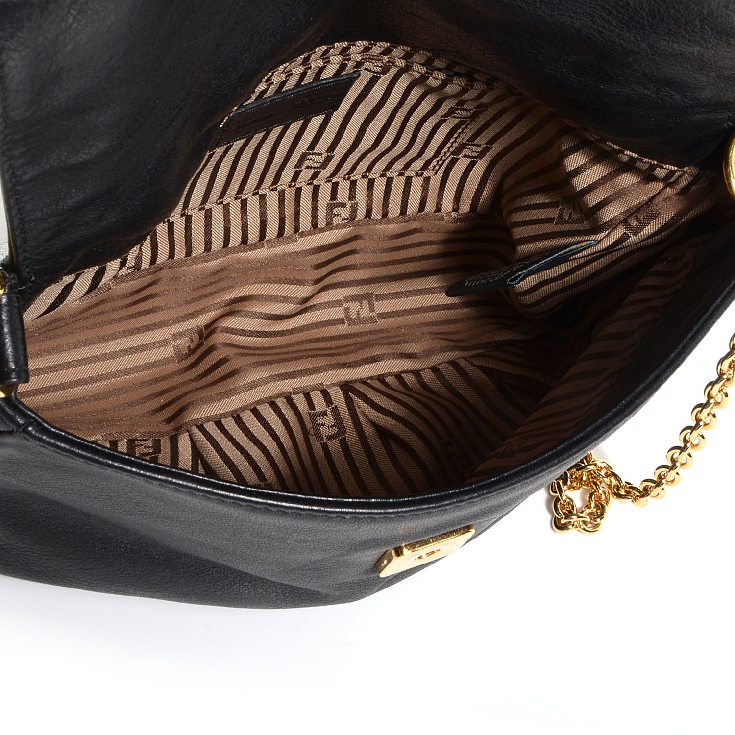 Fendi Vitello Flamingo Fendista Pouchette Crossbody Black 5 of 8