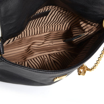 Fendi Vitello Flamingo Fendista Pouchette Crossbody Black 5 of 8