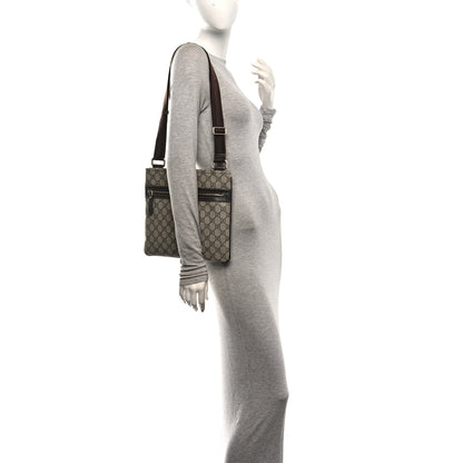 Gucci GG Supreme Monogram Selleria Calfskin Small Flat Side Zip Messenger Bag Beige Ebony Cocoa Dark Chocolate 2 of 10