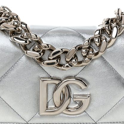 Dolce & Gabbana DOLCE GABBANA Laminato Vitello 3.5 Chain Flap Crossbody Bag Silver 7 of 9
