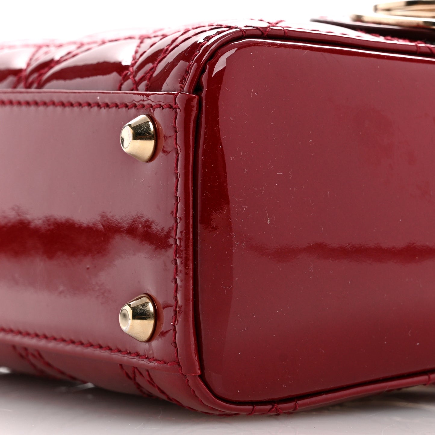 Patent Cannage Mini Lady Dior Red
