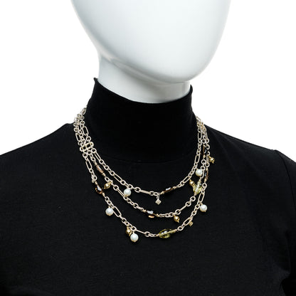 David Yurman Sterling Silver 18K Yellow Gold Cultured Pearl Citrine Smoky Quartz Multi Strand Necklace 2 of 5