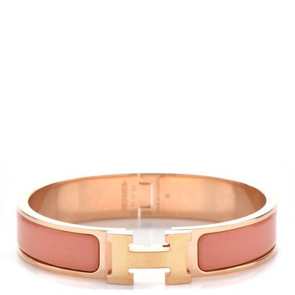 Hermes Narrow Enamel Clic Clac H Bracelet PM Rose Poudre 1 of 5
