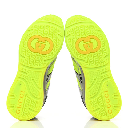Gucci Fabric Mens Ultrapace R Mid Top Sneakers 11 Grey Neon Yellow Silver Loess 5 of 8