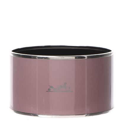 Hermes Enamel Printed Extra Wide Caleche Bracelet 62 Bois De Rose 1 of 5