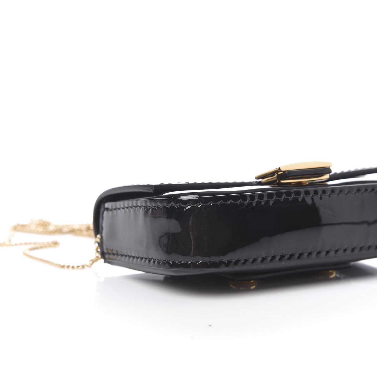 Vitello Vernice Mou Nano Baguette Belt Charm Black