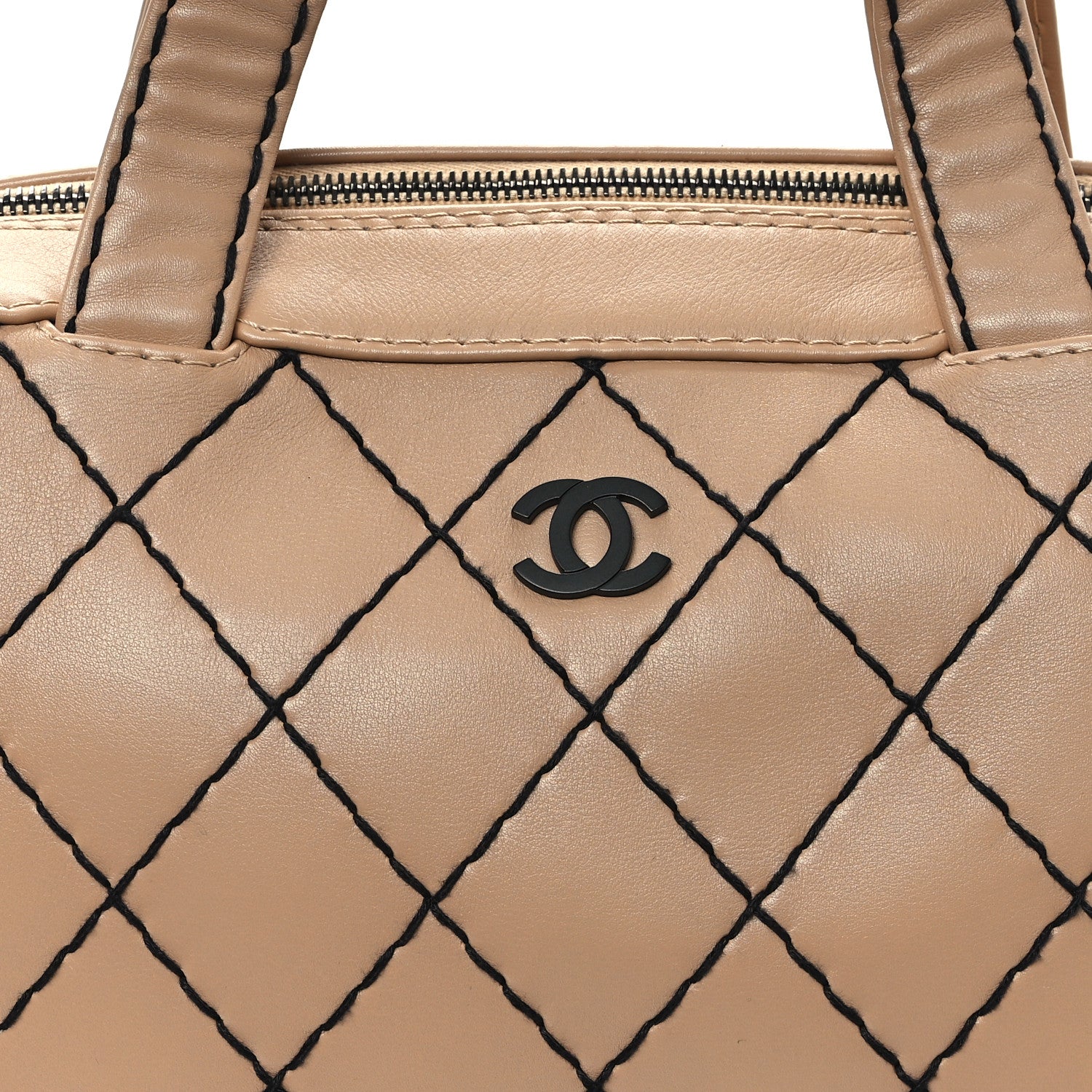 Chanel Calfskin Wild Stitch Top Handle Bag Beige 8 of 11