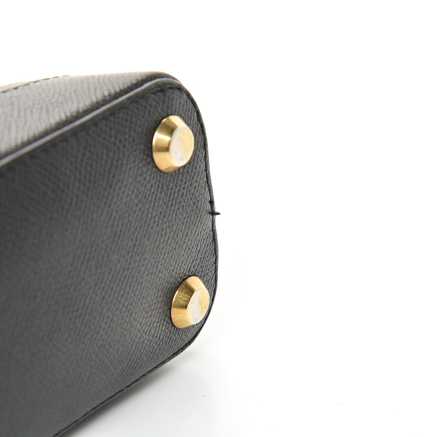 Signature Grained Calfskin XXS Ville Top Handle Bag Black White