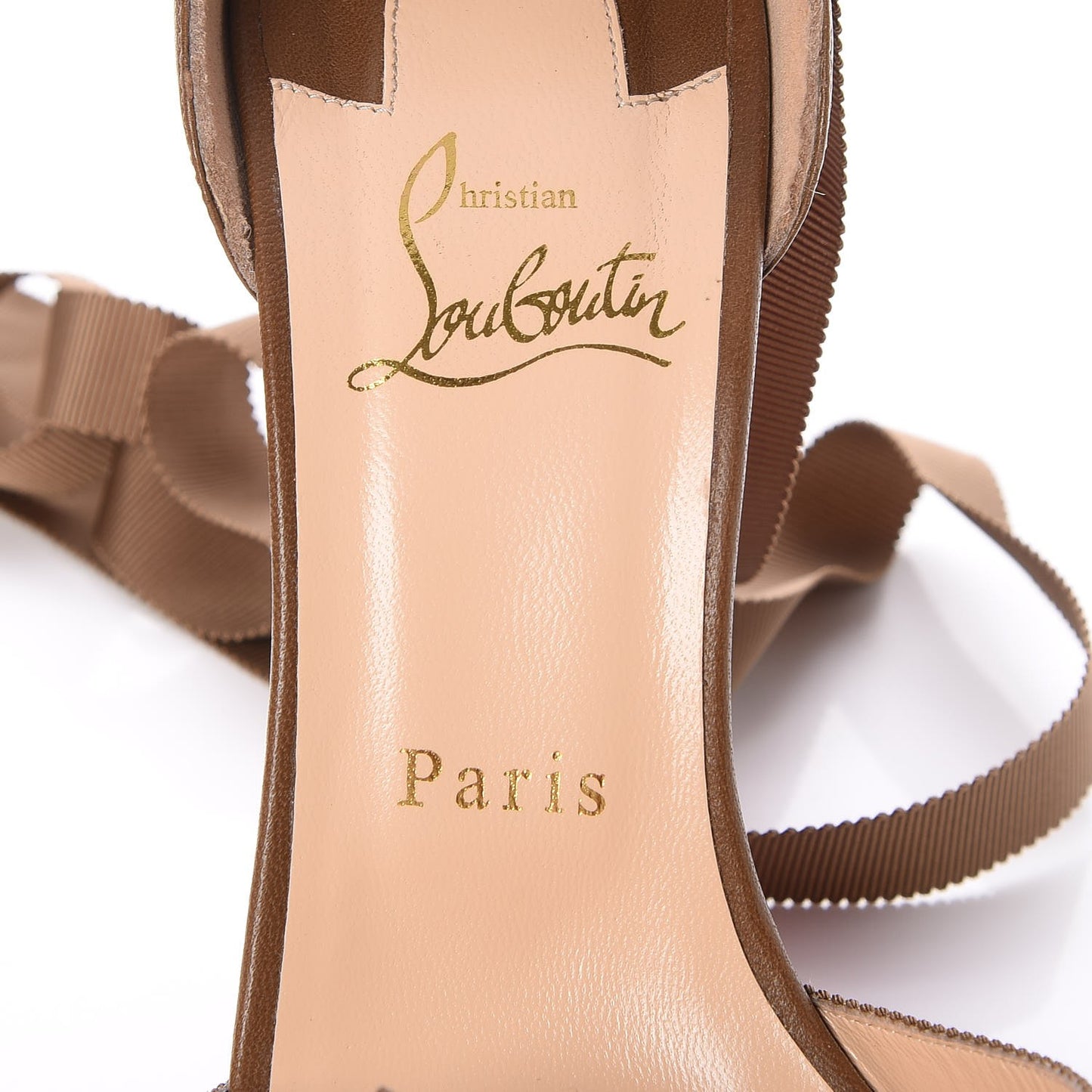 Grosgrain Christeriva 100 Lace Up Sandals Pumps Heels 38 Brown