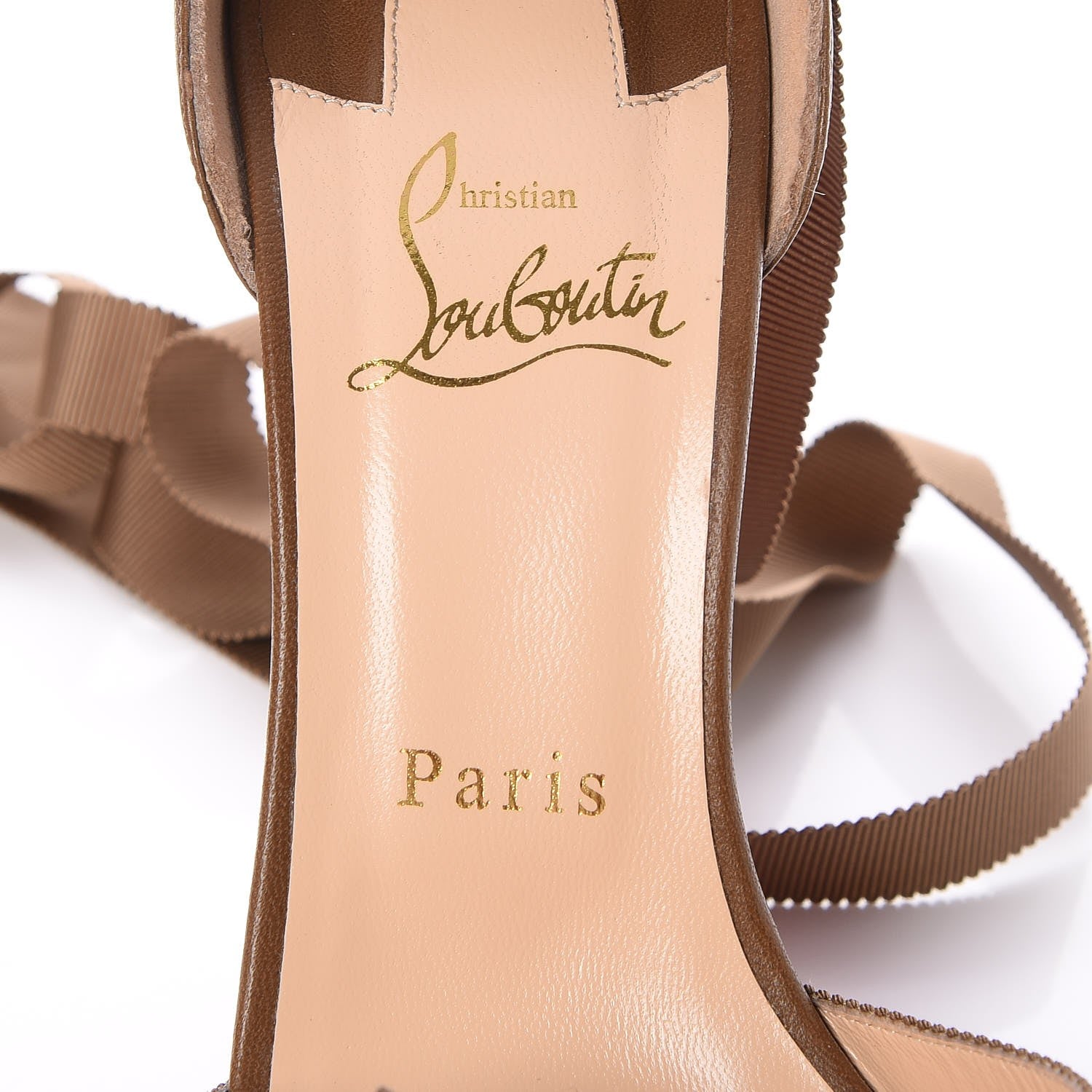 Christian Louboutin Grosgrain Christeriva 100 Lace Up Sandals Pumps Heels 38 Brown 9 of 9