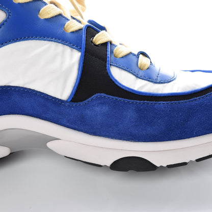 Chanel Nylon Lambskin Suede CC Womens Sneakers 37.5 Blue White Black 8 of 13