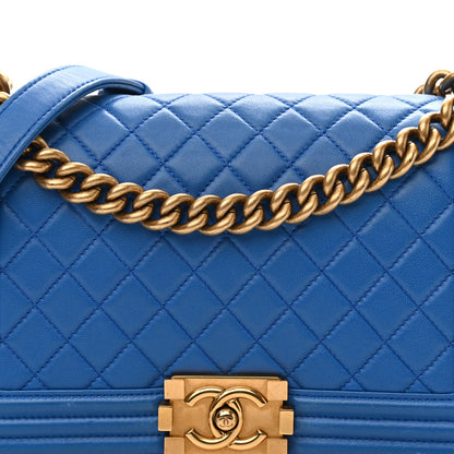Chanel Lambskin Quilted Medium Boy Flap Blue 8 of 10