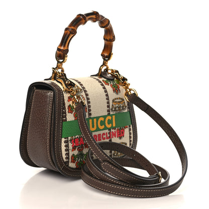 Gucci Canvas Calfskin 100 Centennial Music Mini Bamboo 1947 Top Handle Bag Multicolor 2 of 7