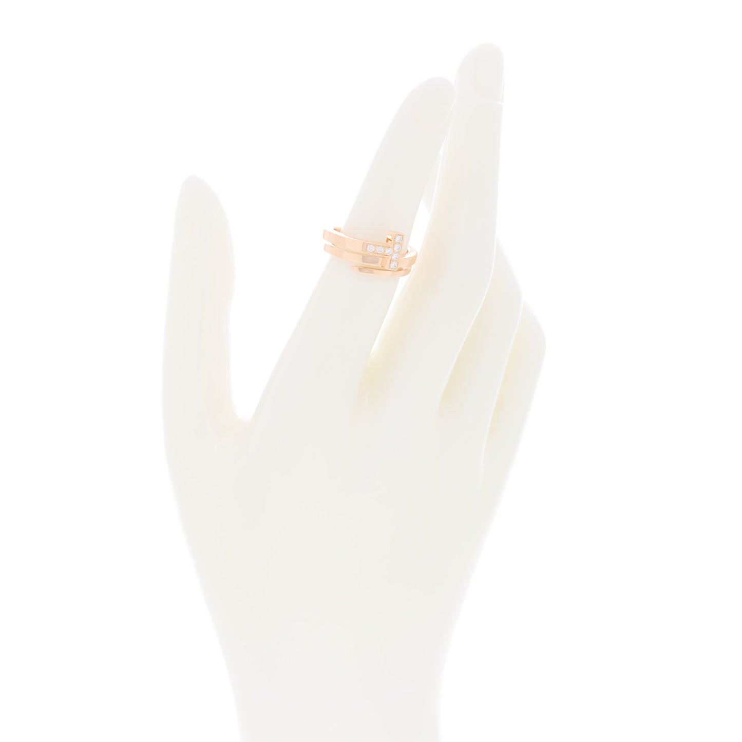 18K Rose Gold Diamond T Square Wrap Ring 50 5.25