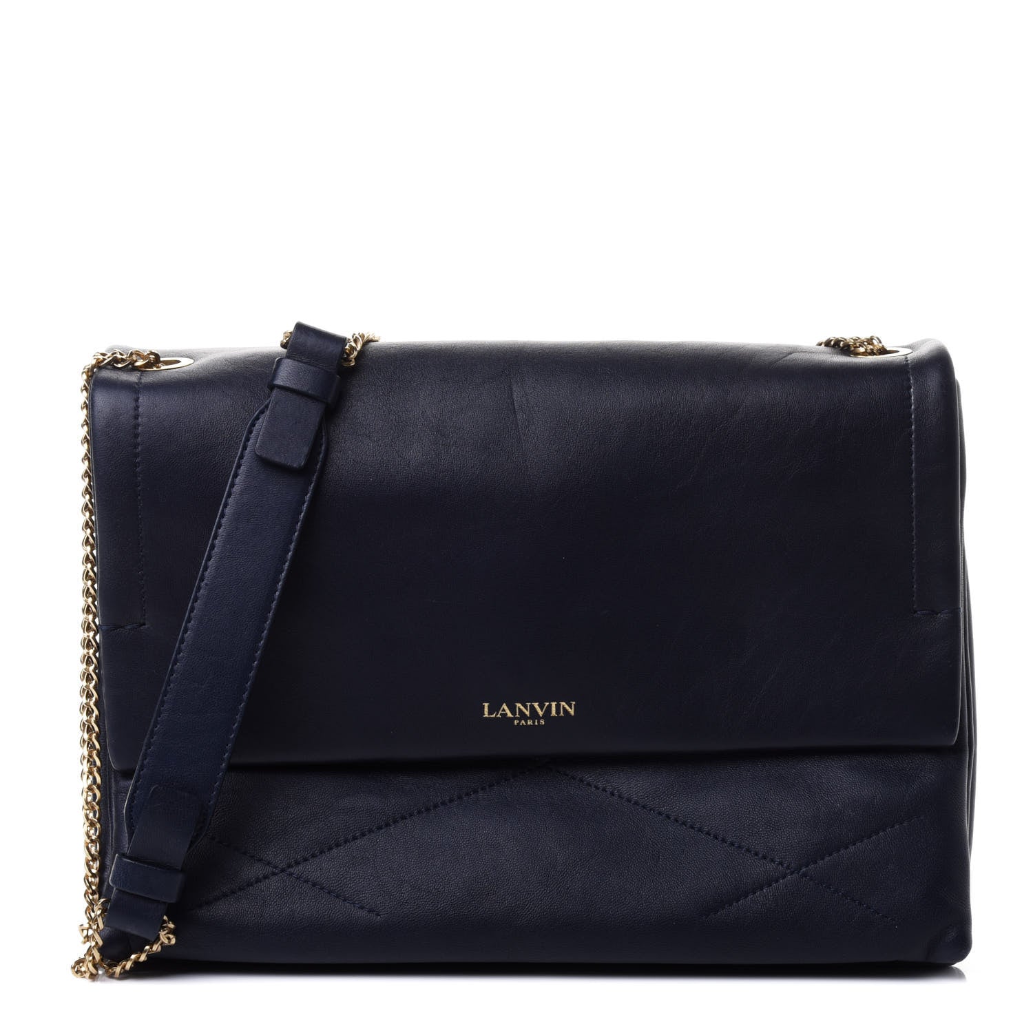 Lanvin Lambskin Quilted Medium Sugar Flap Shoulder Bag Navy 1 of 4