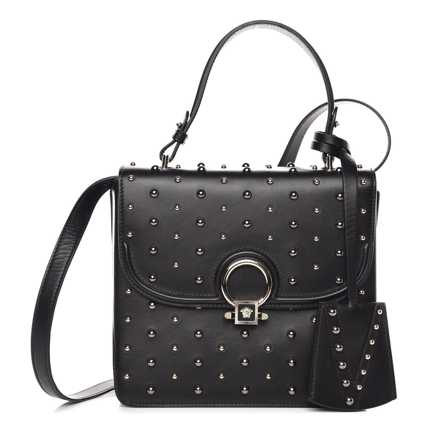 Versace Nappa Studded Medium DV ONE Satchel Black 1 of 10