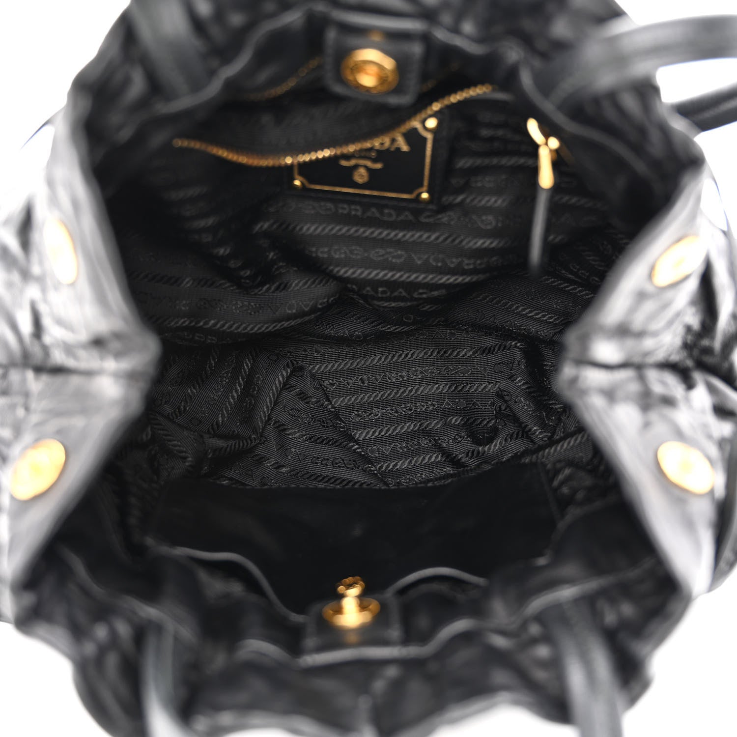 Prada Nappa Antique Drawstring Tote Black 5 of 11