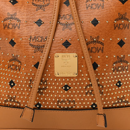 MCM Visetos Heritage Studded Drawstring Bucket Bag Cognac 7 of 10