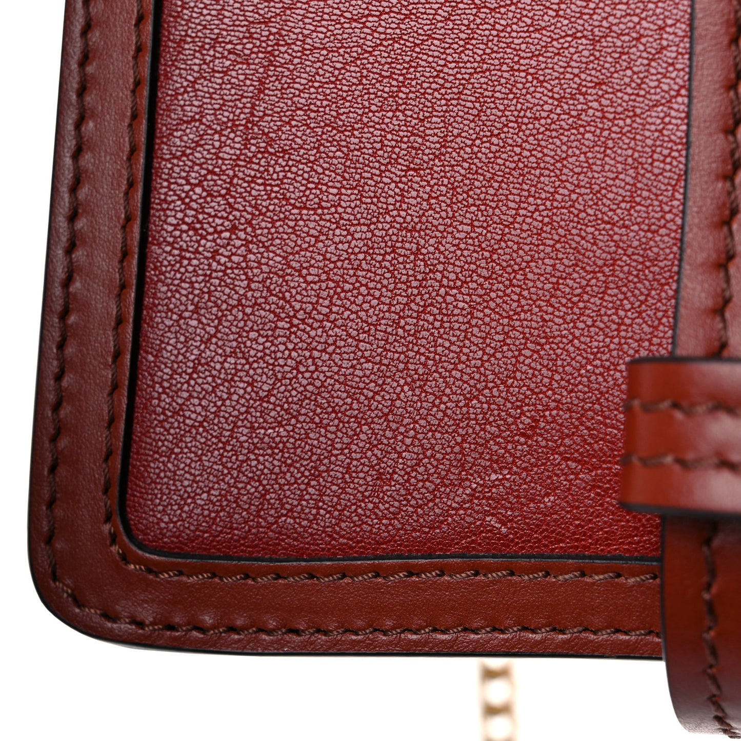 Shiny Goatskin Calfskin Mini Aby Chain Shoulder Bag Sepia Brown