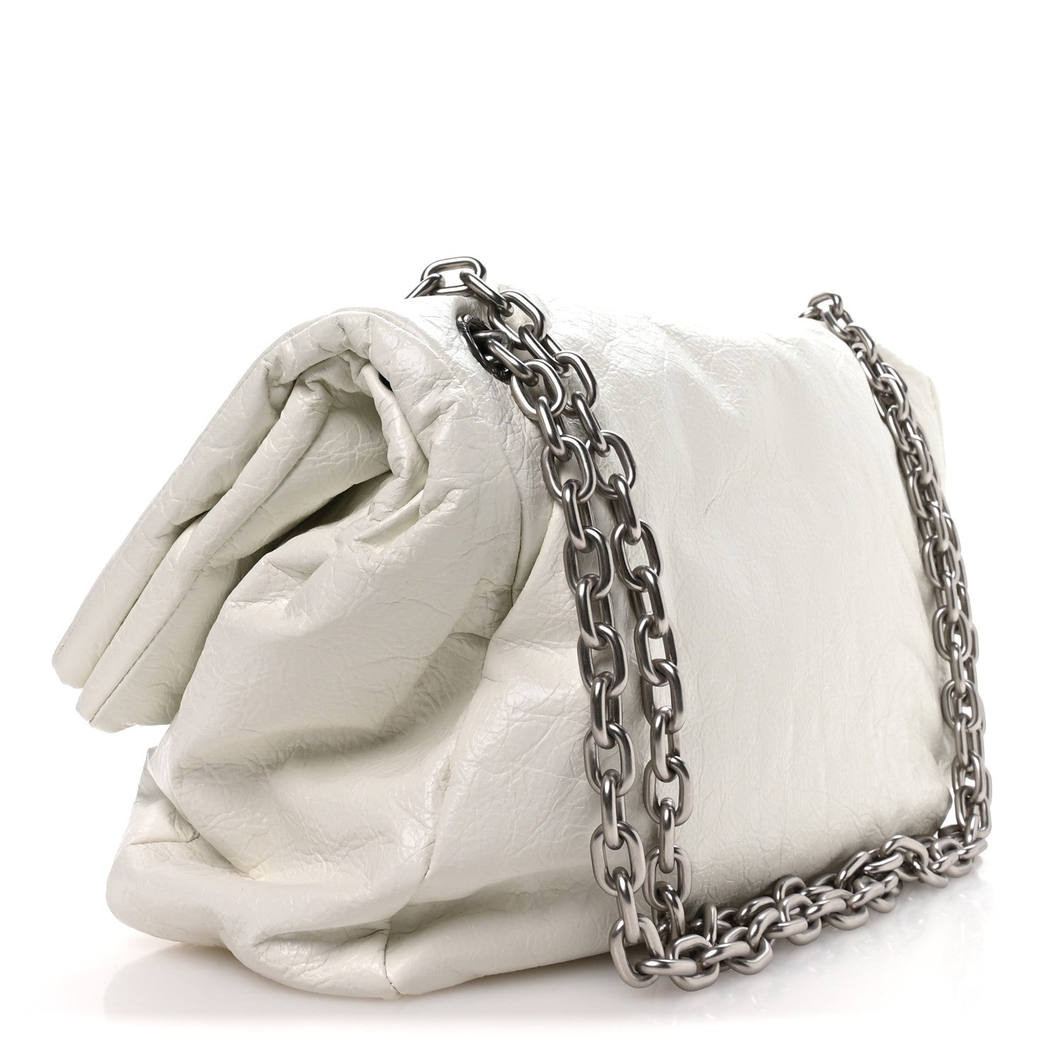 Balenciaga Arena Calfskin Nylon Medium Monaco Chain Shoulder Bag Optic White 3 of 10