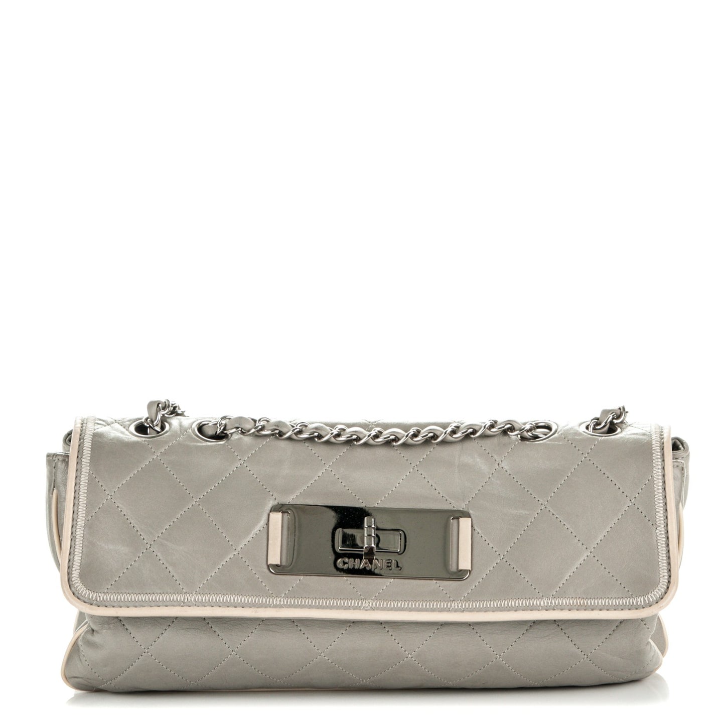 Lambskin East West Mademoiselle Flap Grey
