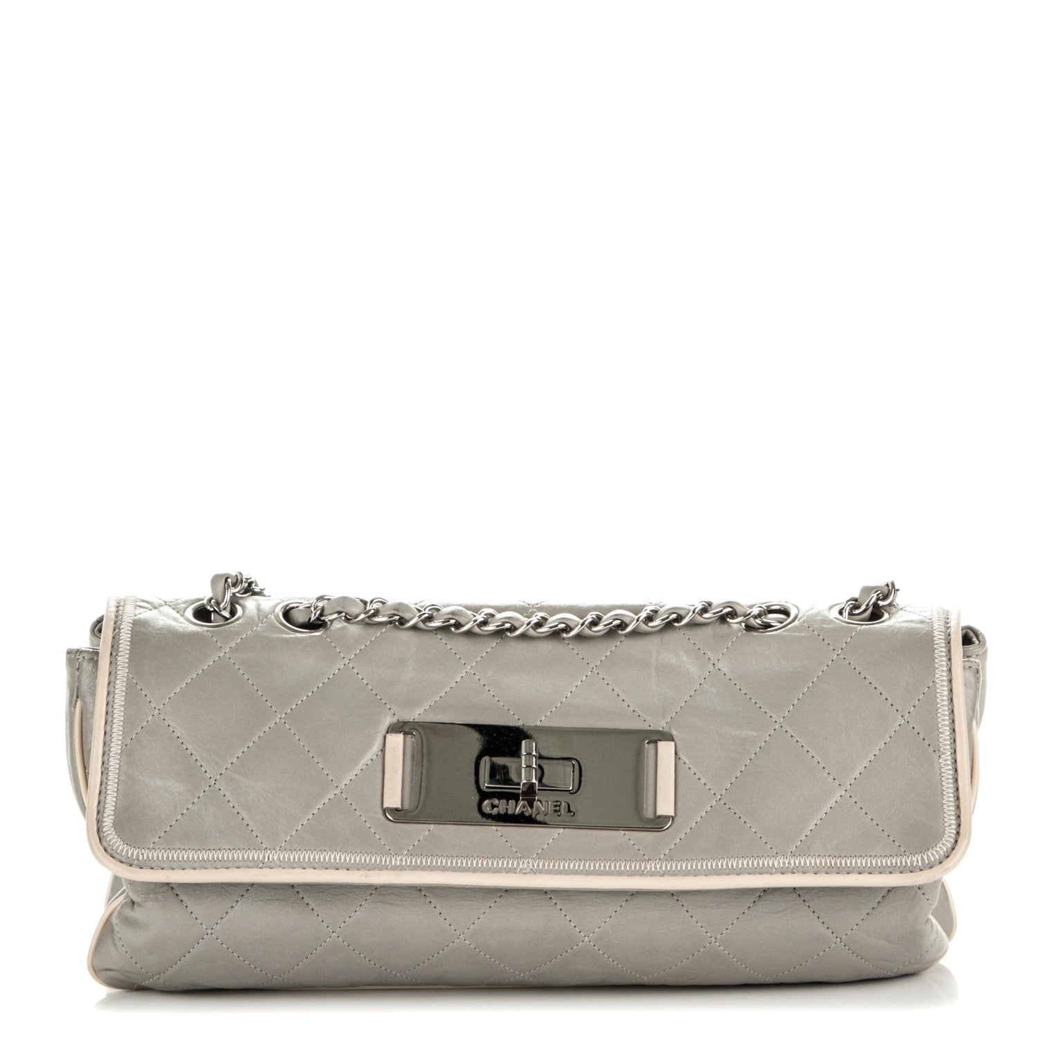 Chanel Lambskin East West Mademoiselle Flap Grey 1 of 12