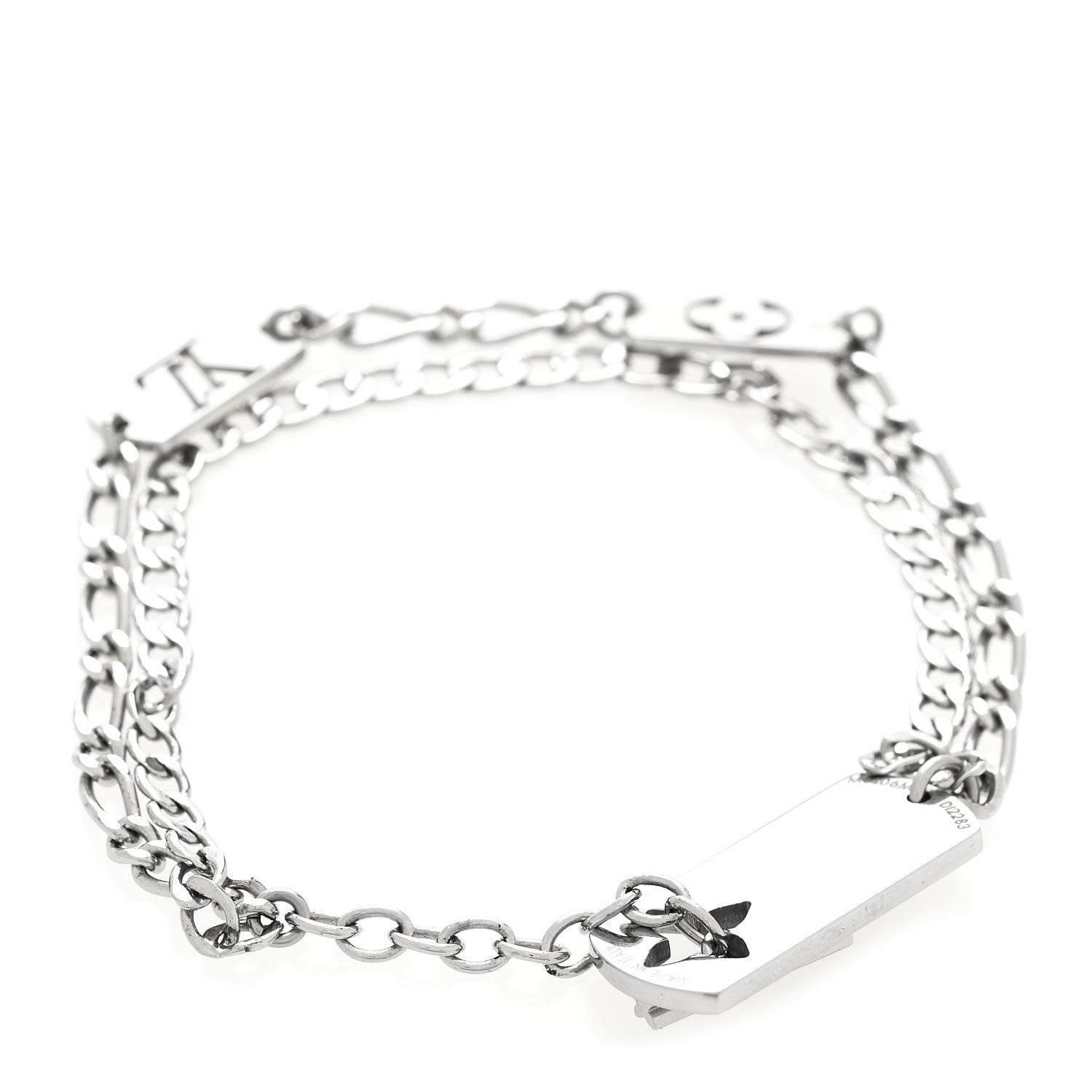 Louis Vuitton Monogram LV Double Chain Bracelet Silver 2 of 6