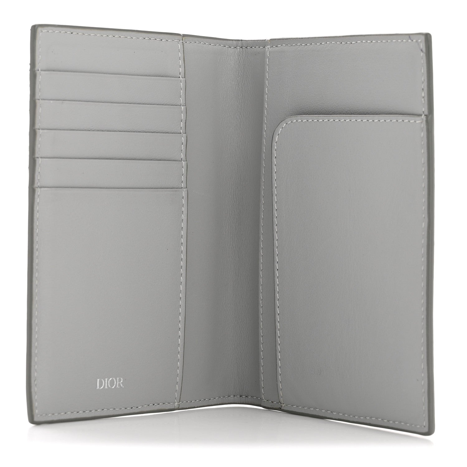 Christian Dior Calfskin CD Diamond Canvas Passport Holder Grey