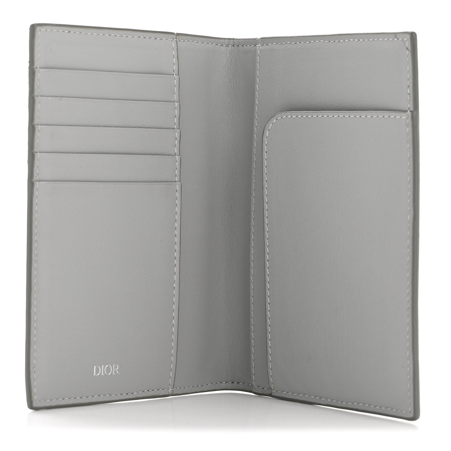 Calfskin CD Diamond Canvas Passport Holder Grey