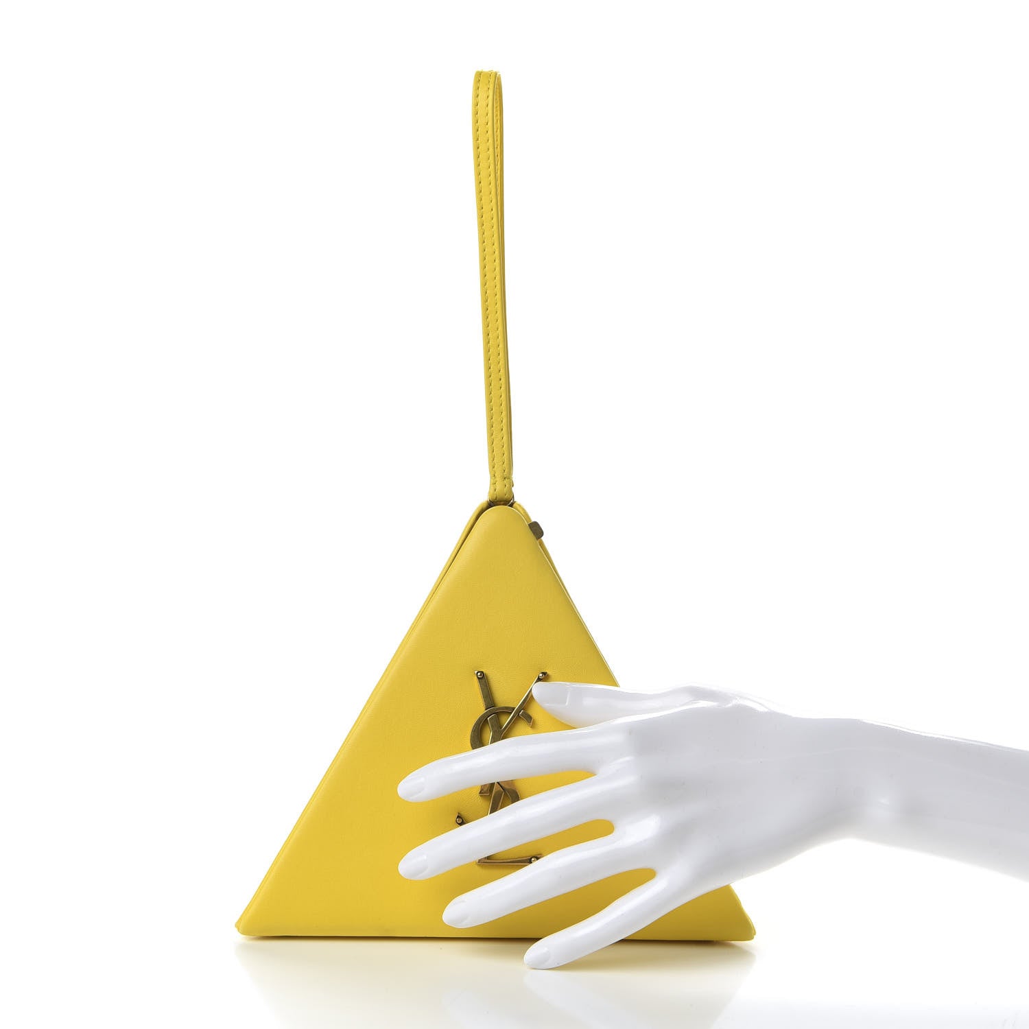 Saint Laurent Lambskin Pyramid Clutch Yellow 2 of 10