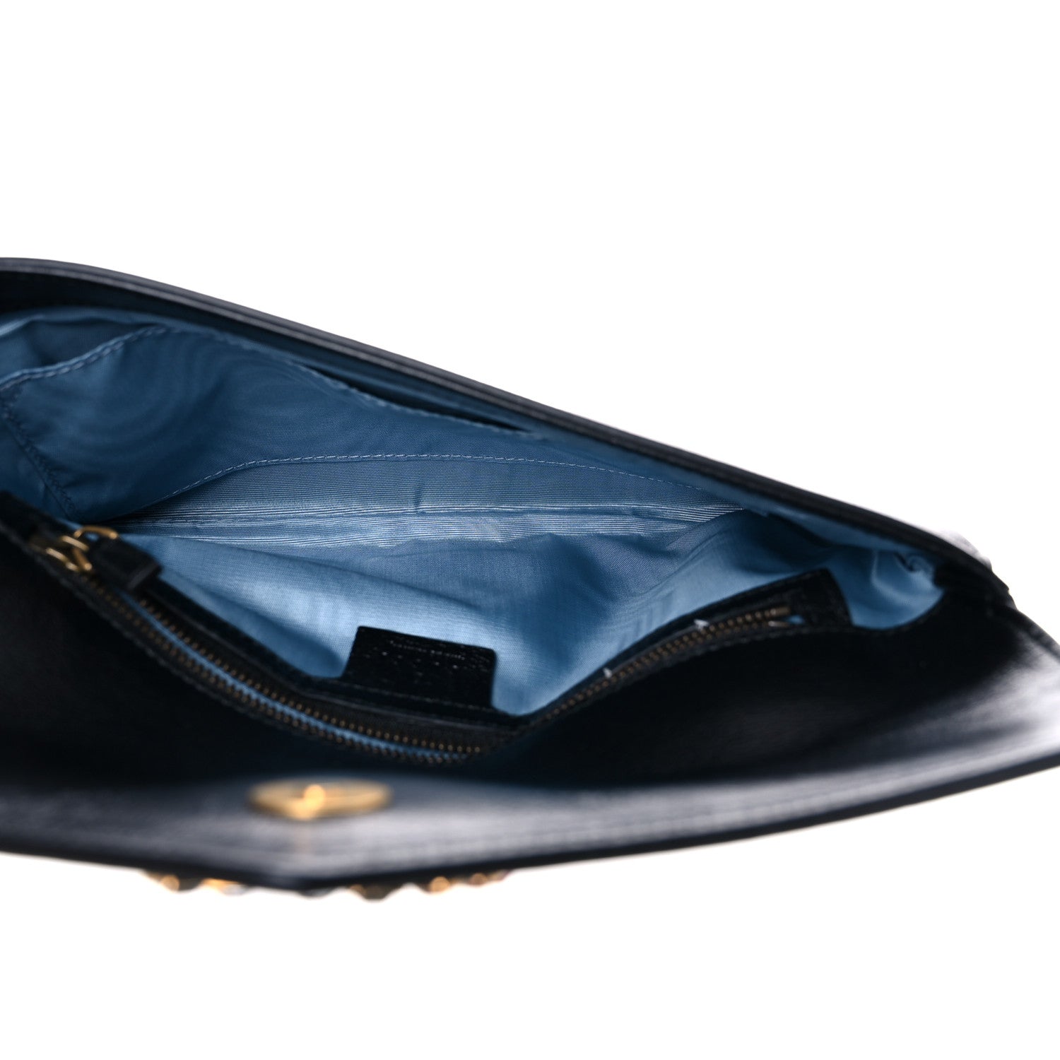 Gucci Calfskin Crystal GG Broadway Envelope Clutch Black 5 of 9