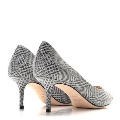 Jimmy Choo Metallic Fabric Plaid Love Prince Of Stars 85 Pump 38 Silver 4 of 11