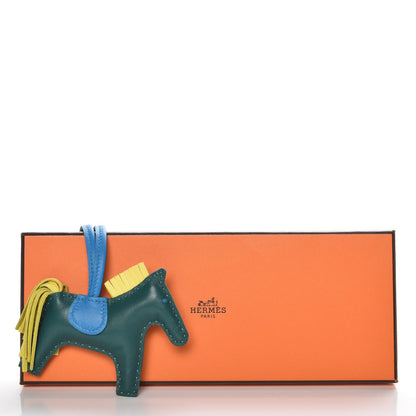 Hermes Milo Lambskin Grigri Rodeo Horse Bag Charm PM Malachite Bleu Zanzibar Lime 4 of 4