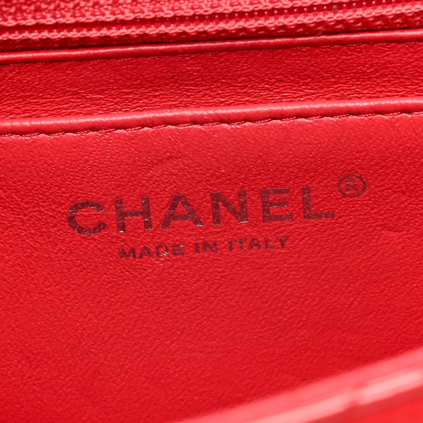 Patent Calfskin Quilted Mini Rectangular Flap Red