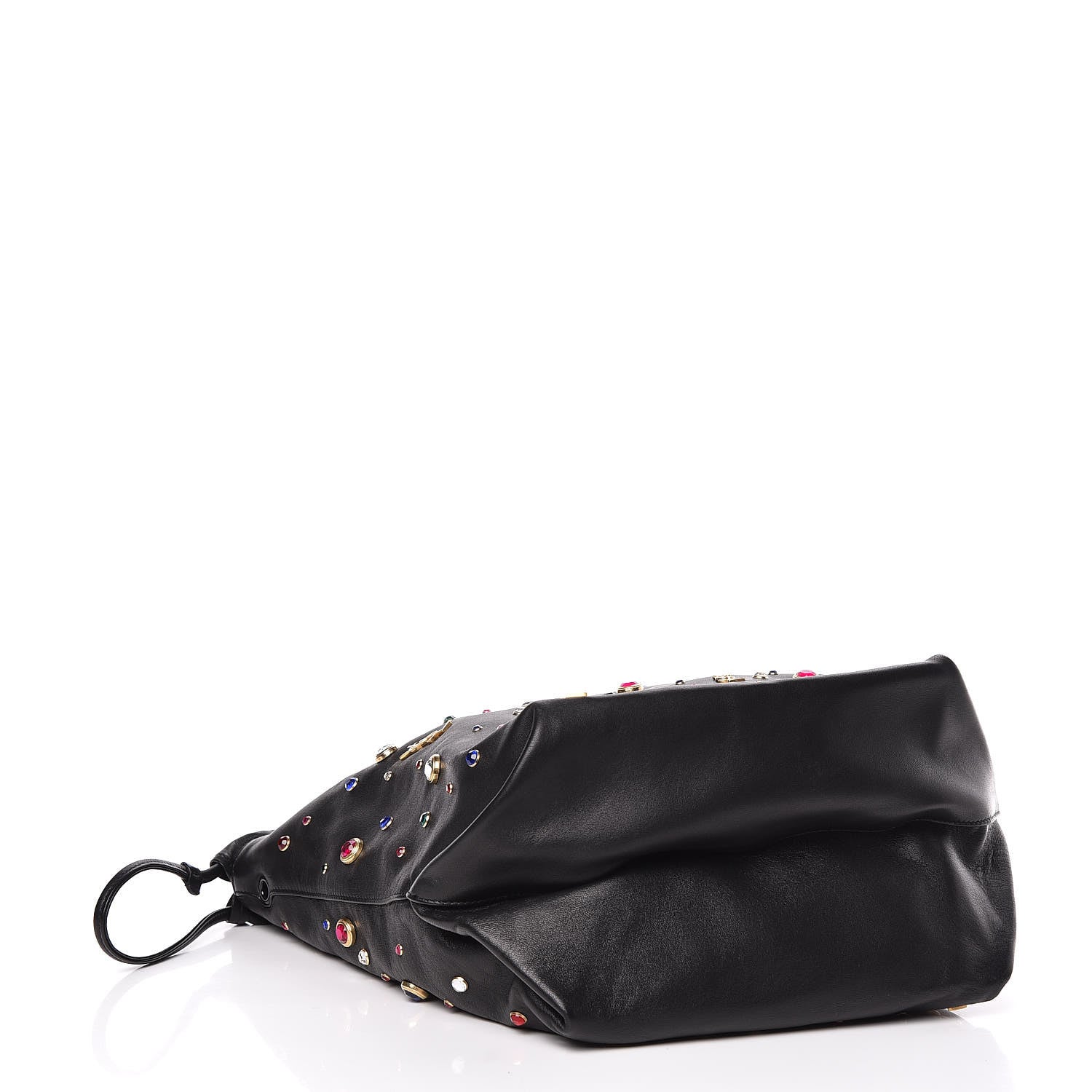 Saint Laurent Lambskin Charm Studded Teddy Drawstring Bag Black 4 of 10