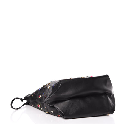 Saint Laurent Lambskin Charm Studded Teddy Drawstring Bag Black 4 of 10