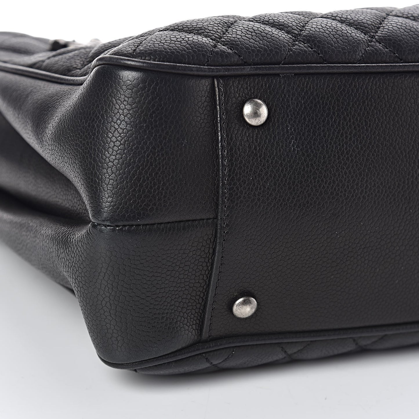 Caviar Quilted City Shopping Tote Black
