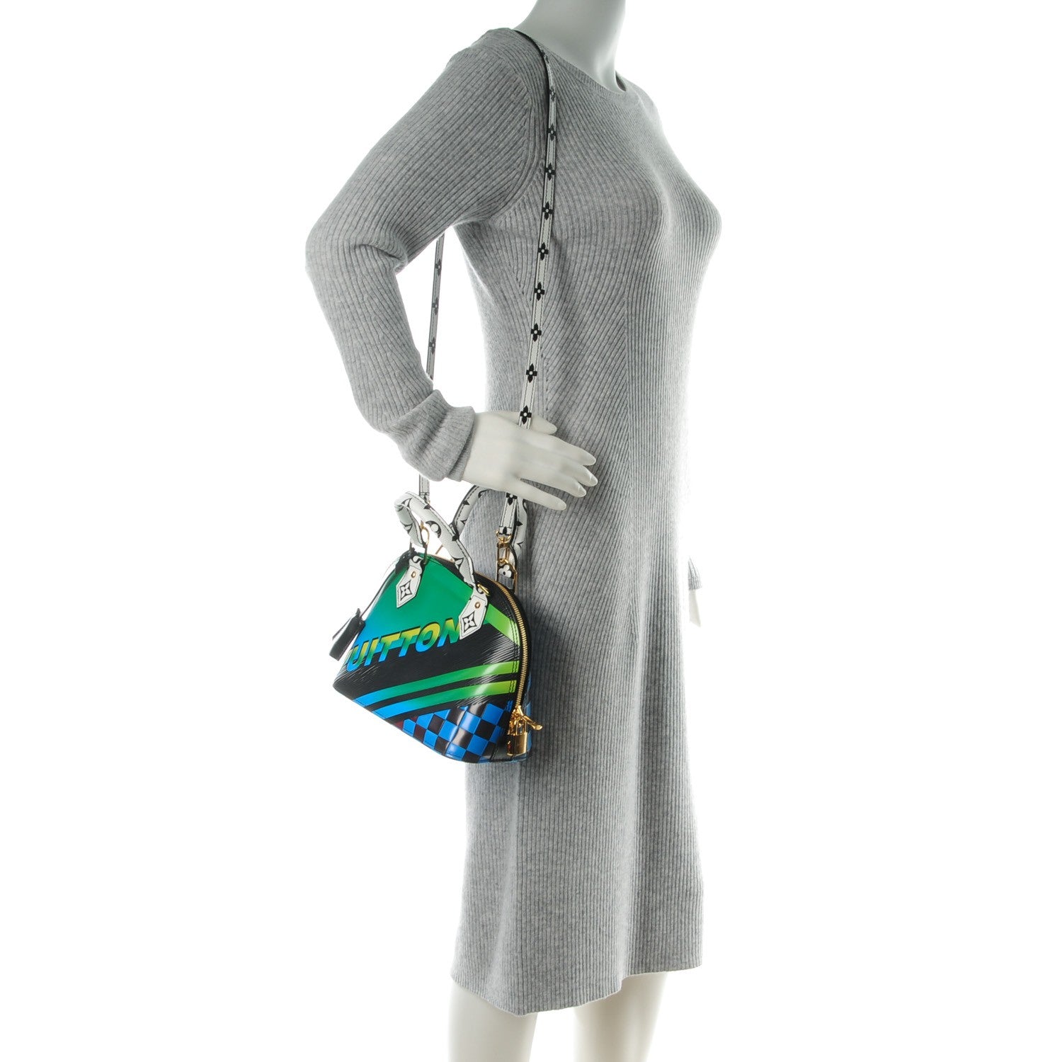 Louis Vuitton Epi Damier Race Alma BB Blue Vert 2 of 7