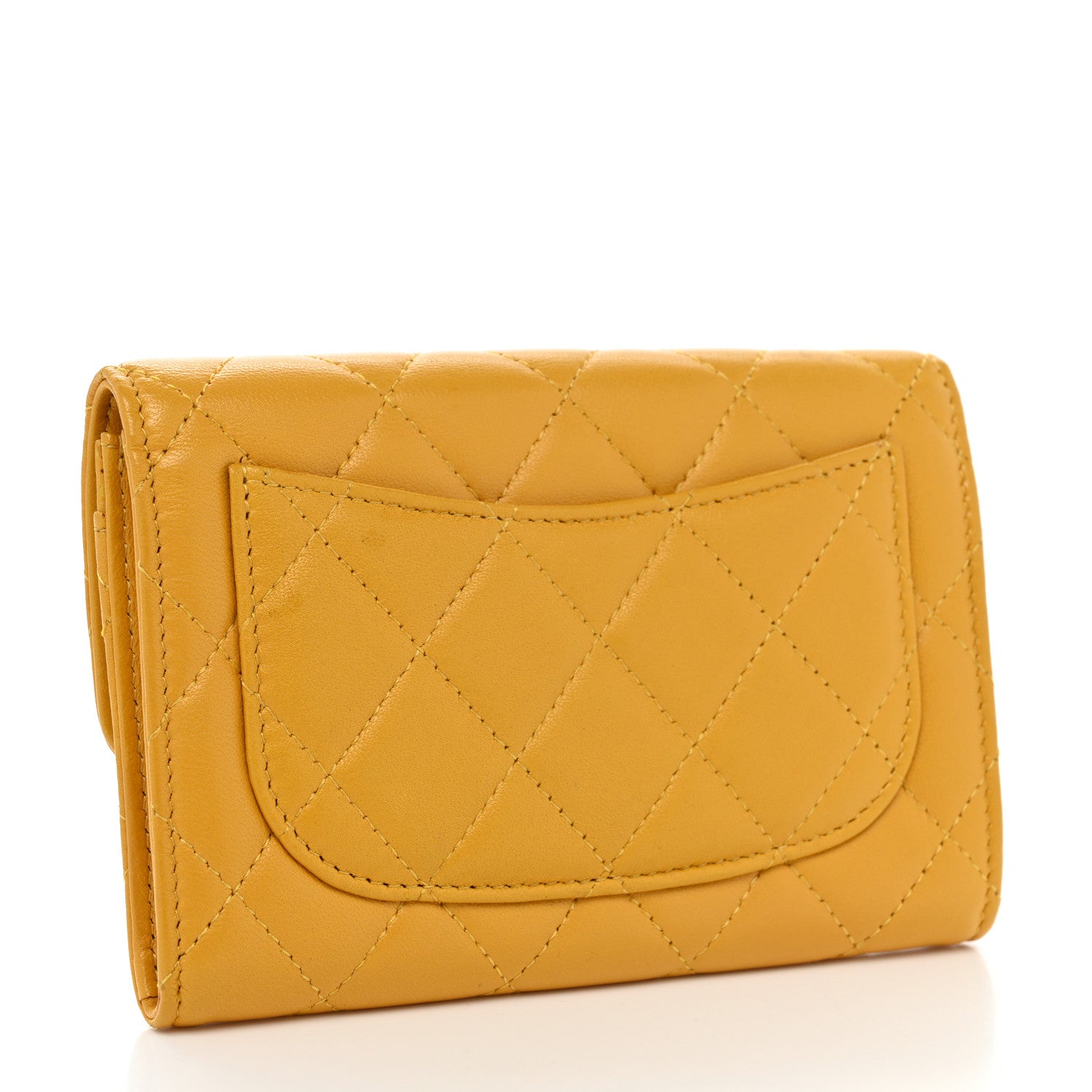 Chanel Lambskin Quilted Medium Flap Wallet Yellow 3 of 8