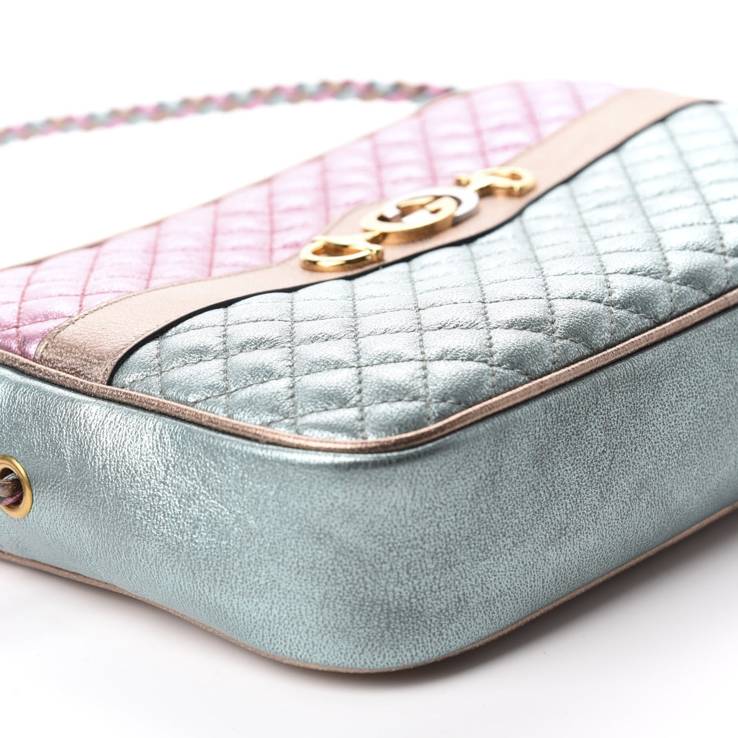 Laminated Nappa Trapuntata Small Zumi Shoulder Bag Rosa Lago Rame