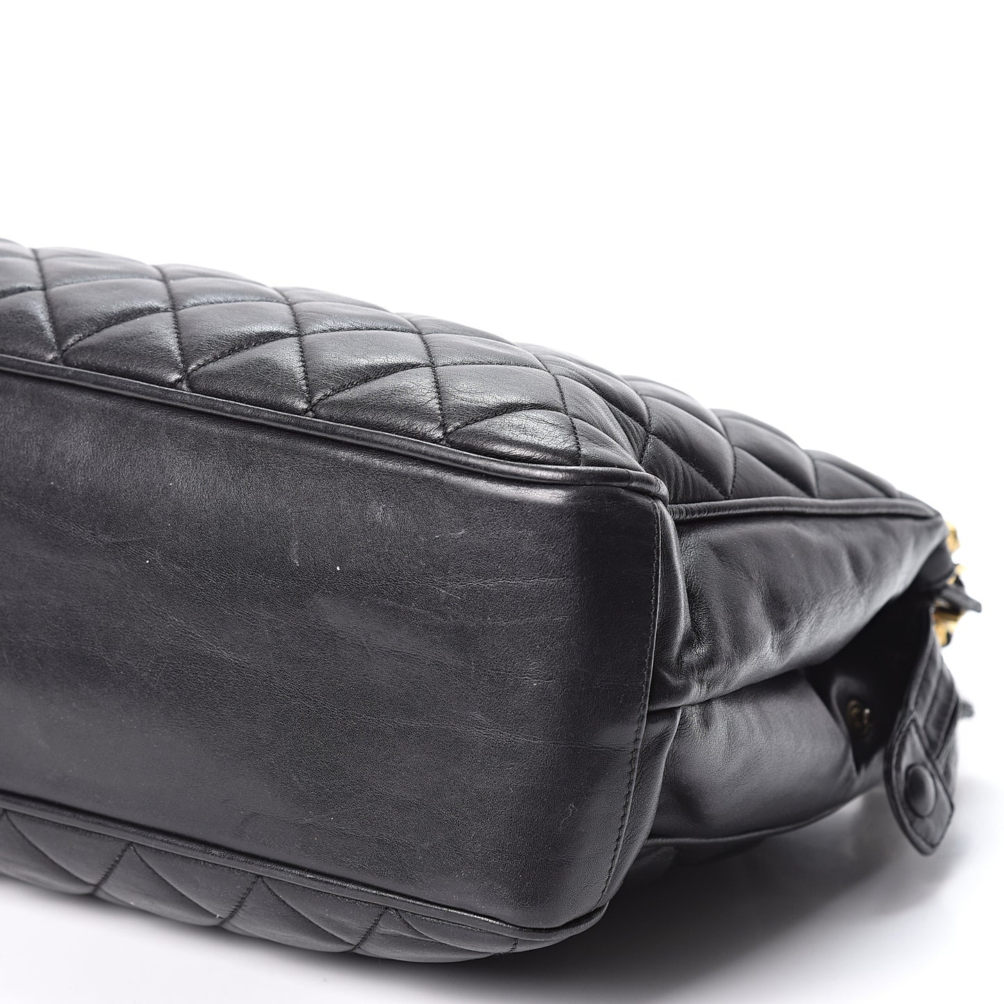 Lambskin Quilted Shopping Tote Black