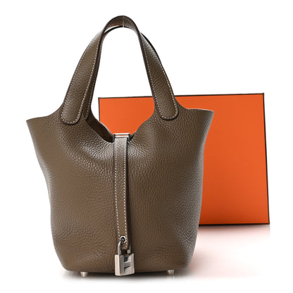 Hermes Taurillon Clemence Picotin Lock 18 PM Etoupe 13 of 13