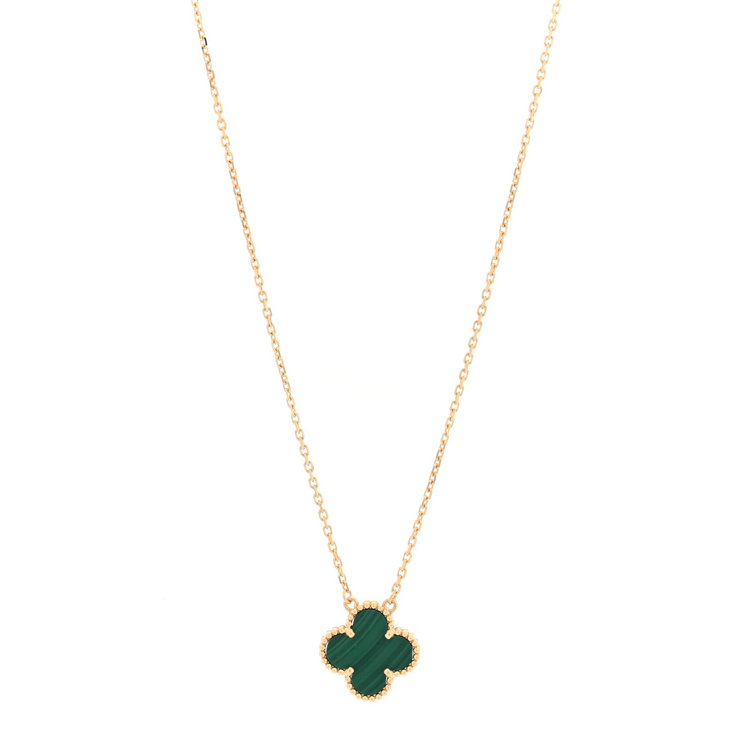 Van Cleef & Arpels 18K Yellow Gold Malachite Vintage Alhambra Pendant Necklace 1 of 4