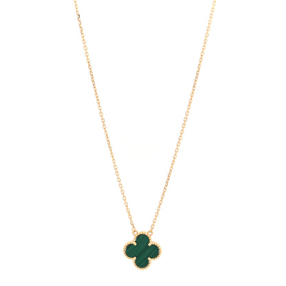 Van Cleef & Arpels 18K Yellow Gold Malachite Vintage Alhambra Pendant Necklace 1 of 4