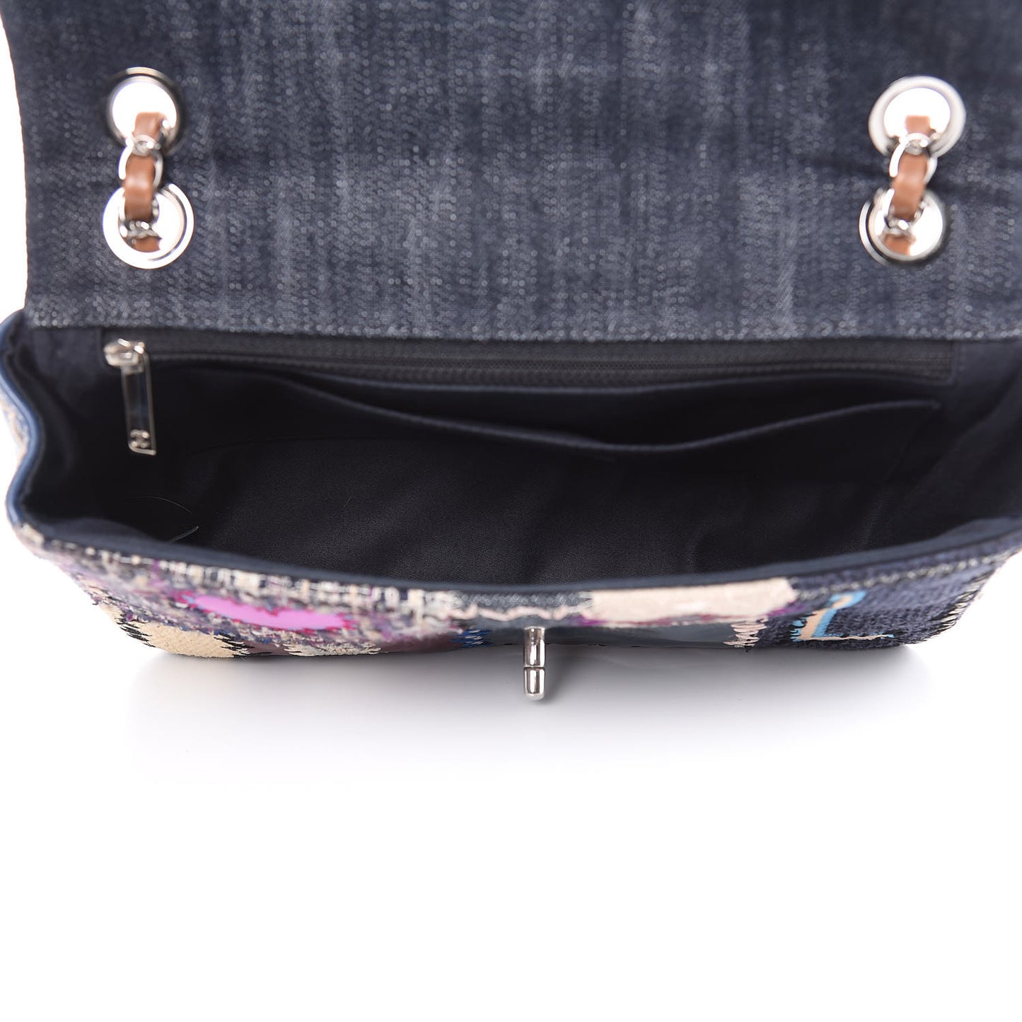 Denim Tweed Patchwork Medium Single Flap Multicolor
