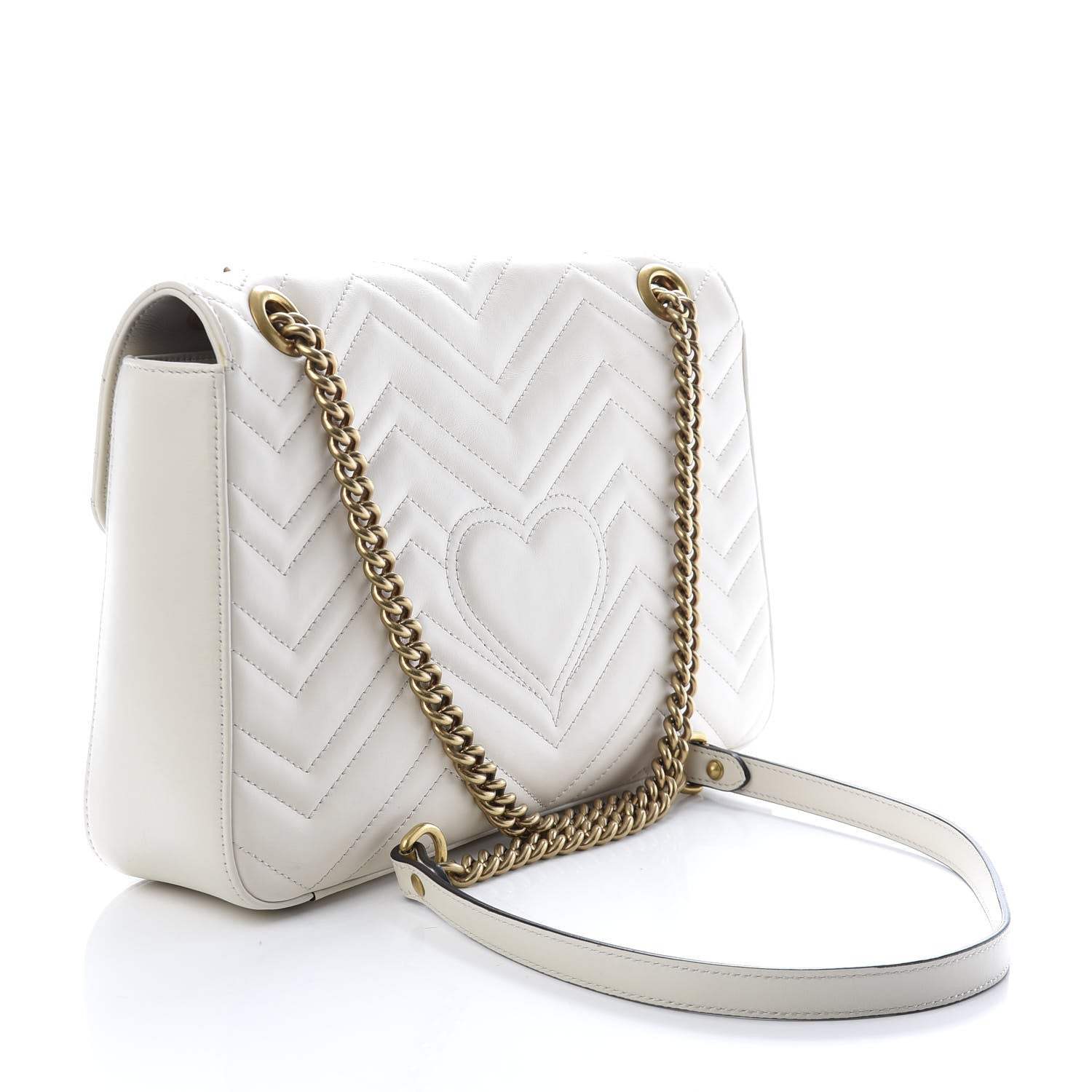 Gucci Calfskin Matelasse Animal Studs Medium GG Marmont Shoulder Bag Mystic White 4 of 11